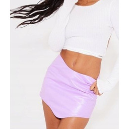 PRETTYLITTLETHING SPÓDNICA Z EKOSKÓRY MINI FIOLETOWA 40 M8L