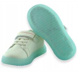 Półbuty dziewczęce skórzana wkładka przeźroczysta podeszwa Wojtyłko rzep