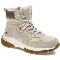 Beżowe Botki Mustang Damskie Ocieplane Obuwie