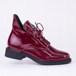 Oficerki półbuty GOODIN GD-FL2068A skóra lakier zdobienie obcas