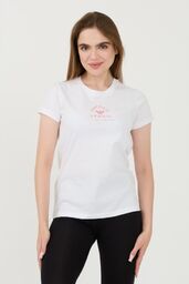 EMPORIO ARMANI Biały damski t-shirt Uni Logo Printe