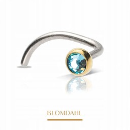 BLOMDAHL KOLCZYK DO NOSA HIPOALERGICZNY Bezel Aquamarine 3