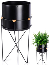Osłonka na doniczkę na stojaku metalowa czarna 17x31,5