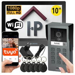 Wideodomofon Domofon WiFi Tuya Czarny 10" Brama Breloki