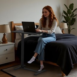 MACLEAN MOBILNE BIURKO/STAND NA LAPTOP, CZARNE, REGULACJA WYSOKOŚCI