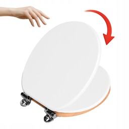 Deska Sedesowa Mdf wolnoopadająca biała z drewnianym siedzeniem