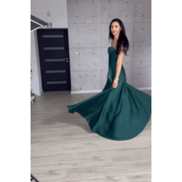 Sukienka maxi satynowa z gorsetem ciemna zieleń Cecilla