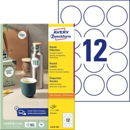 Etykiety papierowe okrągłe Avery L3416-100 - Ø 60