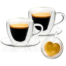 4Home Szklanka termiczna filiżanka ze spodkiem Heart Hot&Cool,
