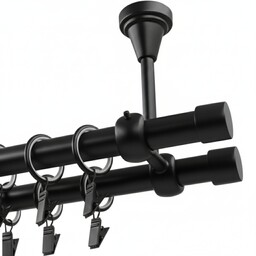 Karnisz podwójny Metalowy Sufitowy 19+19mm Czarny Mat 300cm