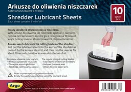 Arkusze do oliwienia niszczarek Argo opakowanie 10szt
