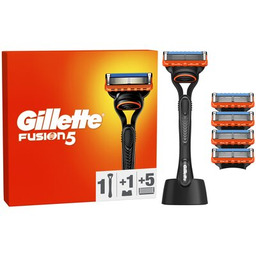 GILLETTE Golarka Fusion5 + 5 ostrzy + Stojak
