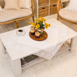 Markizeta Obrus serweta z ażurem 85x85 001 biała