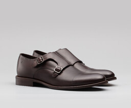 Brązowe buty monki skórzane p001
