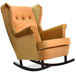 Fotel Uszak bujany musztardowy velvet ELEGANCKI