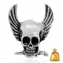Srebrna Męska Zawieszka Wisiorek Czaszka Ze Skrzydłami Srebro