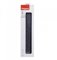 Legrand Przedłużacz 5x2PZ +USB A/C 1,5m czarny