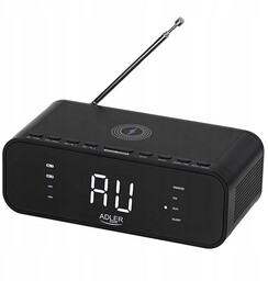 Radio Budzik Ładowarka Bezprzewodowa Budzik Antena Black