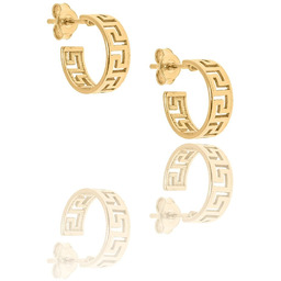 Kolczyki srebrne pozłacane z greckim wzorem