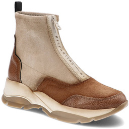 Beżowe Botki Hispanitas Wygodne Skórzane Buty Damskie