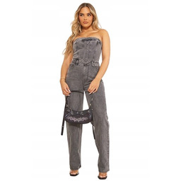 Prettylittlething Kombinezon Jeansowy Szary 38 M6k