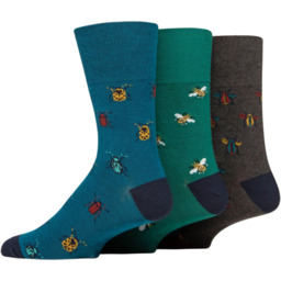 Gentle Grip 3PACK Męskie bezuciskowe skarpetki - INSECTS,
