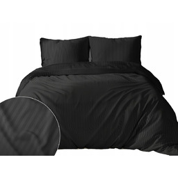 Pościel Pure Adamaszek Paski 220X200cm Czarna Black Premium