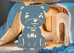 ČistéDřevo Lampa ścienna dla dzieci z imieniem piesek