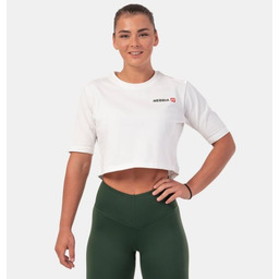 NEBBIA Damska koszulka Crop Top Minimalist Logo Cream
