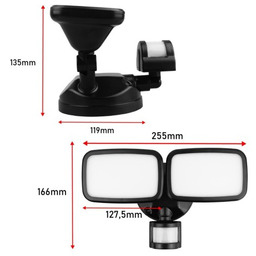 MACLEAN ŚCIENNA LAMPA LED, Z CZUJNIKIEM PIR, 20W,