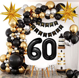 ŚCIANKA DEKORACJE ZESTAW BALONÓW BALONY NA 60 URODZINY