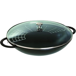 STAUB Gusseisen Wok, Inkl. Glasdeckel und herausnehmbaren Gittereinsatz,