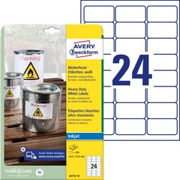Etykiety foliowe, wodoodporne, trwałe Avery J4773-10 / 63,5