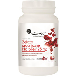 Żelazo organiczne MicroFerr 25mg suplement diety 100 tabletek