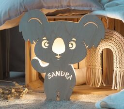 ČistéDřevo Lampa ścienna dla dzieci z imieniem koala
