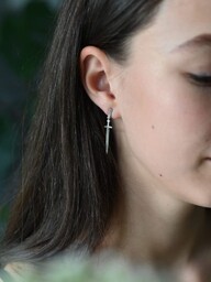 Kolczyki z mieczem srebrne małe