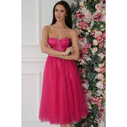 Sukienka midi tiulowa z gorsetem fuksja Dajana