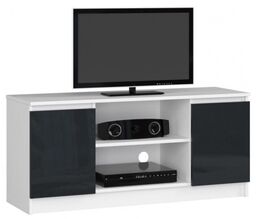 Szafka rtv, półki, NOVA, 120x40x55 cm, biel, grafit,