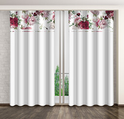 Zasłona na kołach z nadrukiem w peonie ZKMK-011