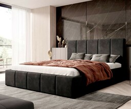 Łóżko tapicerowane z pojemnikiem SFG0116A 160x200 Welur Czarny