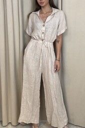 Pakamera Lniany kombinezon Beige