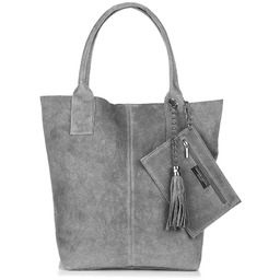 Torebka skórzana zamszowa WOREK duża A4 Z SASZETKĄ