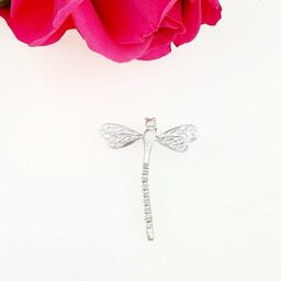 Broszka srebrna - Ważka W3 biała