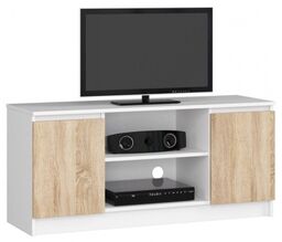 Szafka rtv, półki, NOVA, 120x40x55 cm, biel, dąb