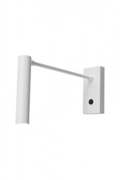 ROLL lampa ścienna biały, na wysięgniku tuba, włącznik