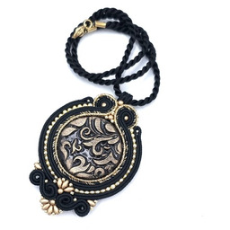 Pakamera Wisiorek sutasz złoto czarny Aurelia naszyjnik romantyczny