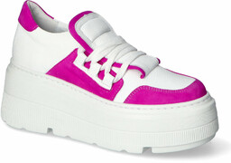 Sneakersy Lewski 3477 Biały lico/Fuksja zamsz