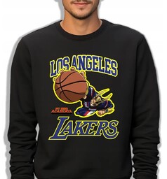 Bluza Męska Czarna Los Angeles Lakers Koszykówka Basketball