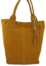 Shopper bag - torebka damska zamszowa - Żółta