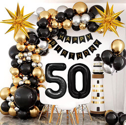 ŚCIANKA DEKORACJE ZESTAW BALONÓW BALONY NA 50 URODZINY